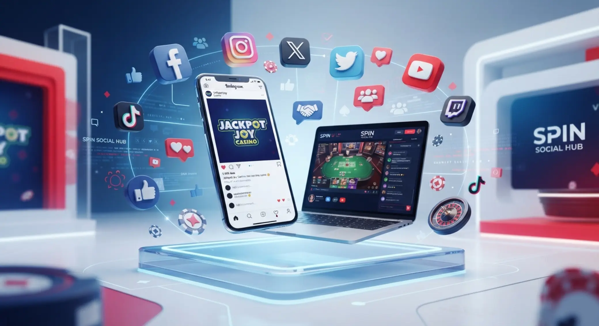 Nasza obecność w social media Grafika przedstawiająca obecność marki w social media