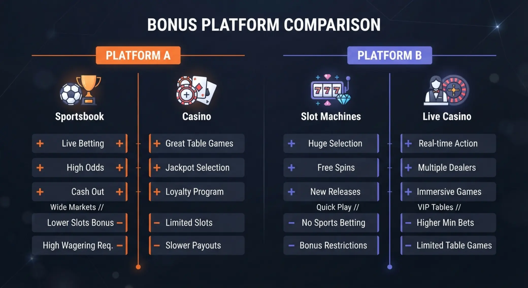 Plusy i minusy bonusów GGBet oraz NV Casino