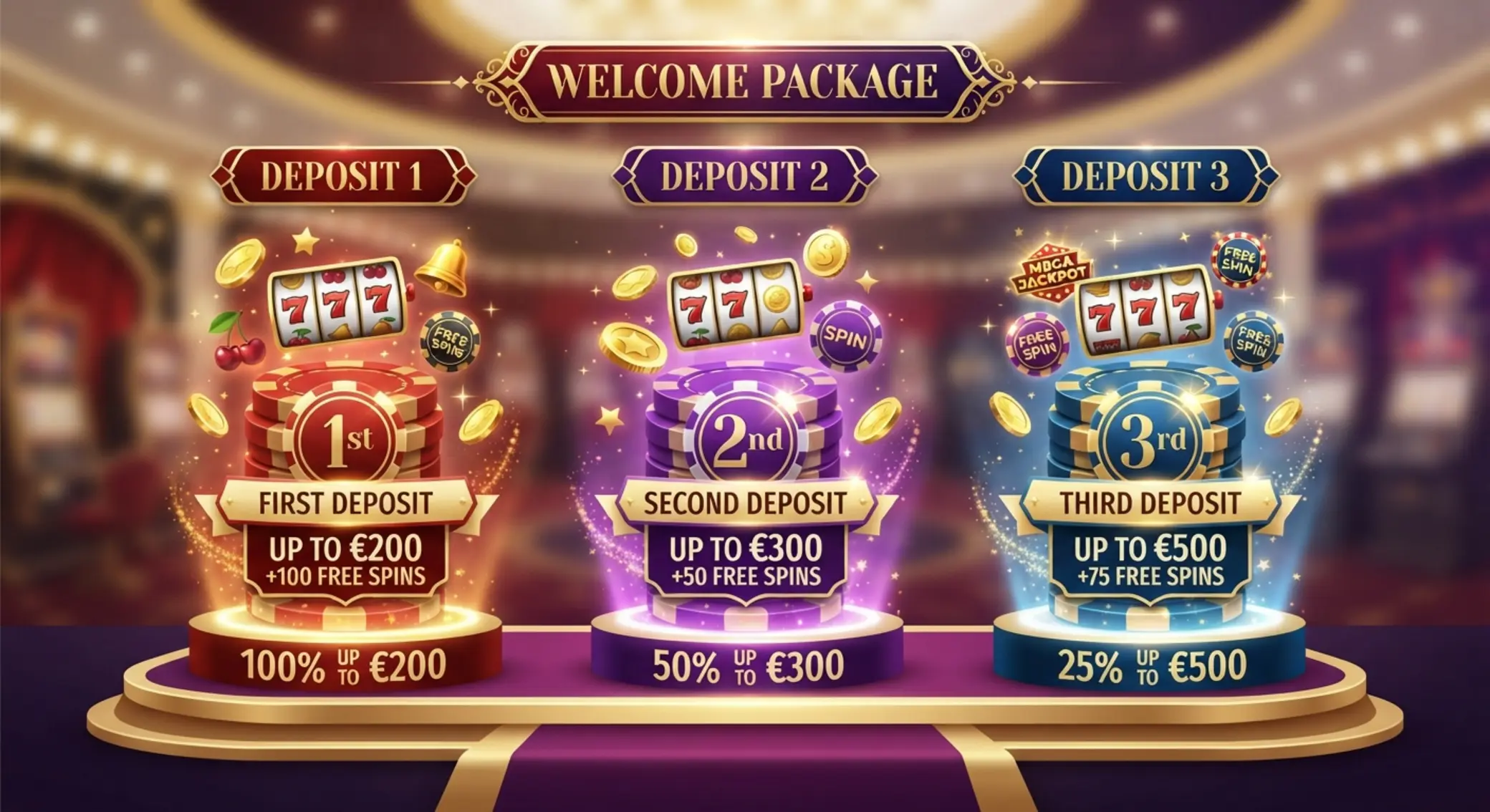Struktura pakietu bonusowego Vulkan Vegas Pakiet depozytowy Vulkan Vegas z free spinami